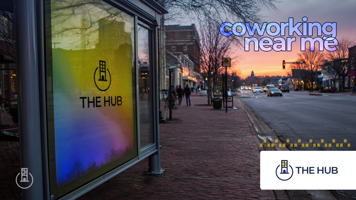 Coworking billboard in bus stop.