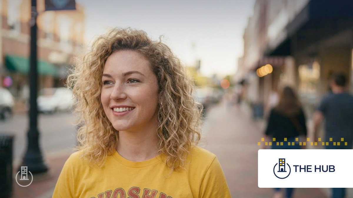 Girl walking downtown Fayetteville, NC